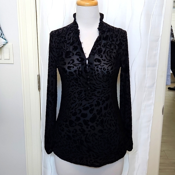 White House Black Market Tops - WHBM Black Velvet Animal Print Top